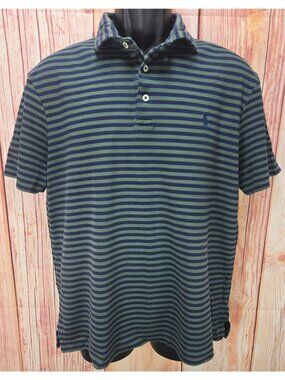 Polo Ralph Lauren Mens Pima Soft Touch Green-Navy Polo Large